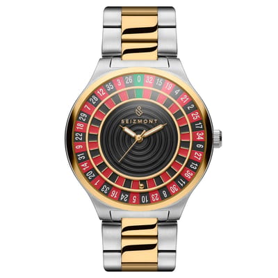 Ace | Zilver- en goudkleurig roestvrijstalen horloge met kwartsuurwerk en roulettewijzerplaat