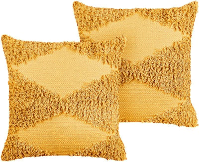 RHOEO - Sierkussen set van 2 - Geel - 45 x 45 cm - Katoen