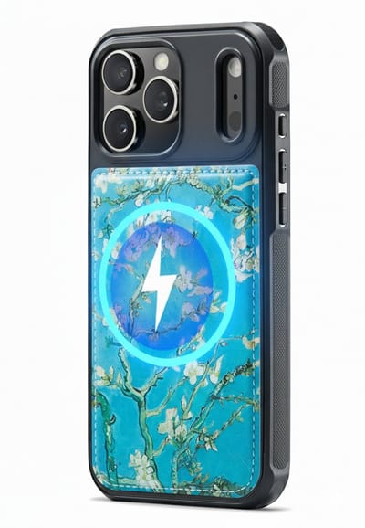 Casemania Hoesje Geschikt voor Apple iPhone 17 Pro - Amandelbloesem Print - Van Gogh - Magnetisch Kunstleren Back Cover - Telefoonhoesje Geschikt voor MagSafe