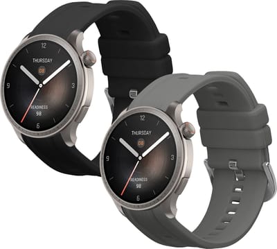 kwmobile 2x horlogebandjes geschikt voor Huami Amazfit Balance A2286 bandje - Smartwatch bandjes van TPU - Activity tracker horloge band in zwart / grijs