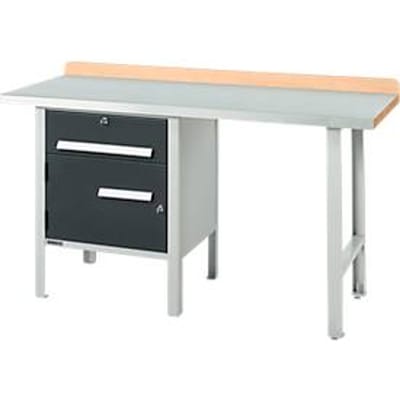 Schäfer Shop Select PWi 150-2 combinatiewerkbank, beuken multiplex blad, met stalen afdekking, tot 750 kg, B 1500 x D 700 x H 840 mm, antraciet