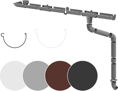 Regengoten Complete Set voor Dakoppervlakken tot 100 m² - PVC-U Kunststof in 4 Kleuren