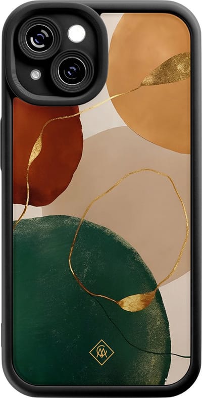 Casimoda® hoesje - Geschikt voor iPhone 15 - Earthy Luxe - Effen telefoonhoesje met lensbescherming - Siliconen/TPU - Backcover - Multi