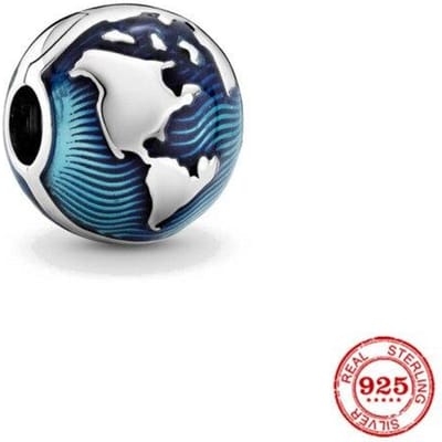 Nieuwe Originele Zilverkleur Zomer Blauwe Globe Clip Doe-het-zelf Bedel Past Europese Mode Bedelarmband Armbanden Doe-het-zelf Sieraden P634