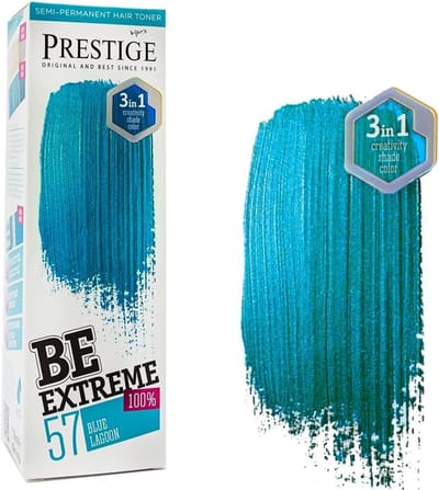 Prestige Blue Lagoon Blauwe Haarverf – Semi-Permanente Haarkleuring Lichtblauw – Milde formule zonder Ammoniak, PPD en Peroxide – 100ml