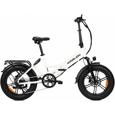 WINGLION EB-FF2.0 Opvouwbare Elektrische Fiets, 48V 15Ah Batterij, Dubbele Vering & Hydraulische Schijfremmen wit