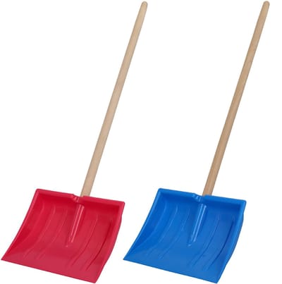 KOTARBAU® 2 stuks Sneeuwschep voor Kinderen, Plastic Sneeuwschep, 25x20 cm, Kindersneeuwschep met Houten Steel, Ergonomisch, Stevige Kindersneeuwschep, Roze Blauw Natuurlijke Kleur