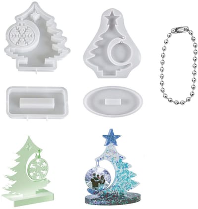 QTTVBTNA - 2 Stuks Kerst Siliconen Vormen - 3D Kaarsen Mal voor Geurkaarsen - Kerstboom Kaarsvorm voor Decoratie & Cadeaus - DIY Kerst Vormpjes voor Sinterklaas en Kerstmis - Wit