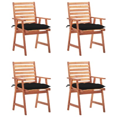 vidaXL - Tuinstoelen - 4 - st - met - kussens - massief - acaciahout
