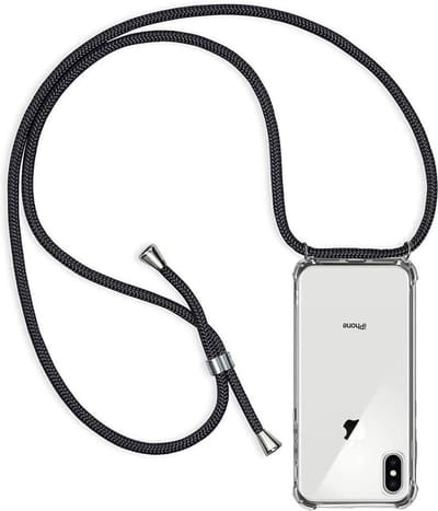 Transparant hoesje met koord - Anti-shock stootrand / Siliconen / Back Cover geschikt voor Apple iPhone X / XS