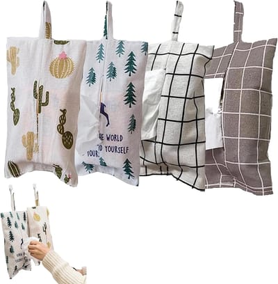 Hanging Tissue Box voor Auto en Huis - 4 Stuks, Handdoekhouder voor Badkamer, Keuken en Slaapkamer