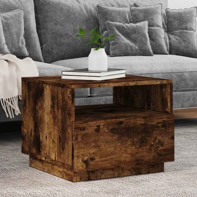 vidaXL - Salontafel - met - LED-verlichting - 50x49x40 - cm - gerookt - eikenkleurig