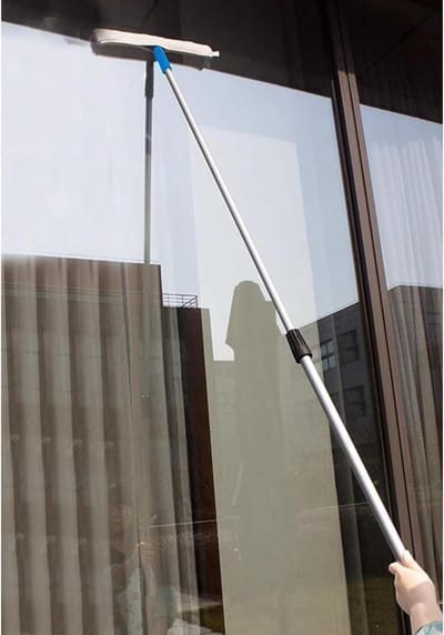 Raamtrekker met Telescoopsteel - Raamwisser Glazenwasser - Ramen Schoonmaken - Lichtgewicht Aluminium - Tot 6 meter - Zilver