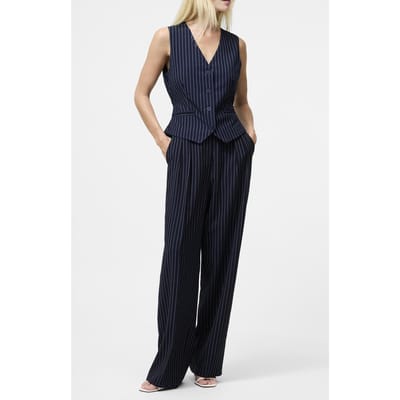 French Connection Pinstripe Tailoring Waistcoat Navy/w.white Navy/w.white Maat: S | Overhemden Outlet | Dames | Blauw