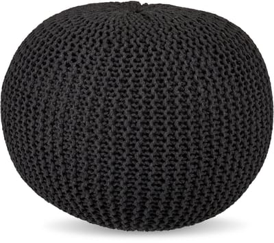 Poef - ⌀ 46 cm - gebreid - donkergijs