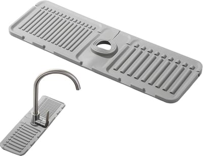 Spoelbak Spatbescherming - Keuken Accessoire - Aanrecht Droog Houden - Automatische Drainage - 44.5 x 14.5 cm - Grijs