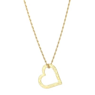 Bijoutheek Collier Gedraaid Hart Gehamerd Goud