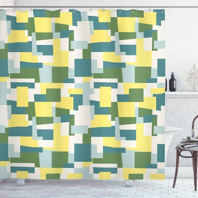 ABAKUHAUS Abstracte Douchegordijn – Geometrisch – 175x200 cm – Multicolor