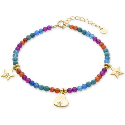 Luxenter 925 Sterling Zilveren Armband met Veelkleurig Kristal afgewerkt in 18K geel goud - Sten