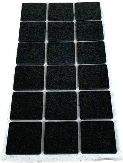 FSW-Products - Zelfklevend meubelvilt Zwart – 18 Stuks - 3.5 x 3.5 cm - Antikras Vilt - Zelfklevende Vilt - Stoelpoot Beschermers - Vloer beschermer - Viltjes stoelpoten – Anti kras vilt – Bescherm Vilt – Meubelonderzetter - Stoel onderzetter - Stof