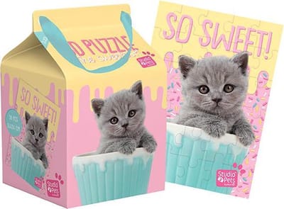 Studio Pets® 3D puzzel 48 stukjes – Britse Korthaar Kat – kinderpuzzel in melkpak verpakking