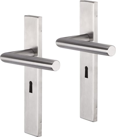 Deurkruk - Impresso Harrow - Voor binnen - Vierkant deurschild met sleutelgat - RVS - 2 stuks