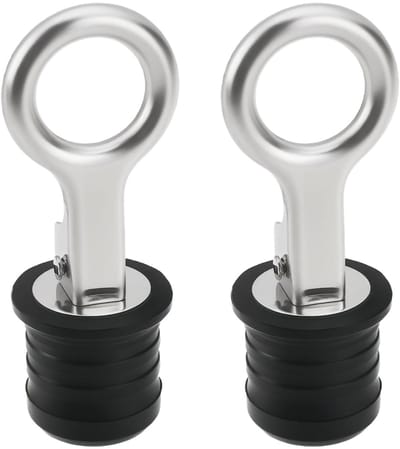 Dailygoods- Afvoerplug - 2 Stuks - Geschikt voor 32 mm Gat - Rubber/304 Roestvrij Staal - Bootafvoerplug - Eenvoudig te Installeren - Goede Afdichting