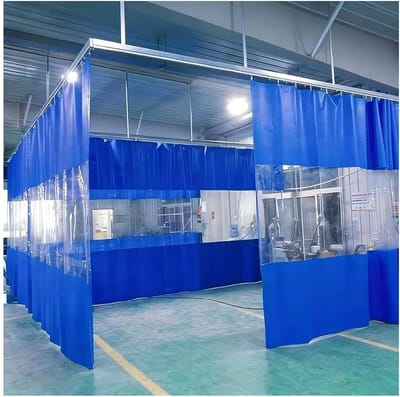 Industriële Gordijnen - Wasstraat Verdelers - Werkplek Afscheiding - Waterdicht PVC Materiaal - 6x3.5m - Blauw