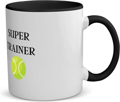 Akyol - super trainer koffiemok - theemok - zwart - Sport - coach - tennisbal - trainer - geschenk - verjaardag - love gift - 350 ML inhoud