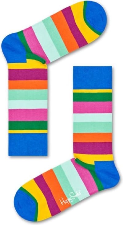 Happy Socks Stripes Sok | Sok met Streep |  Maat 41-46 | Blauw met Multicolor