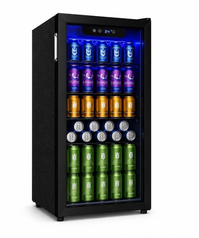 Celestul Drankenkoelkast 90L Zwart - Minibar met Glazen Deur - 126 Blikjes - No Frost - LED Verlichting - Bierkoelkast