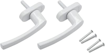 Set van 2 aluminium raamgrepen met veiligheidspin, lengte 35 mm, inclusief kinderslot en raamvergrendeling, wit