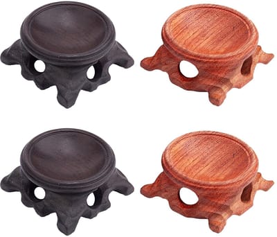 Dailygoody - Houten Kristallen Bollen Standaard - Display Standaard - 4 Stuks - Chocolade en Kokosbruin - Perfect voor Interieur - Miniatuur Decoratie