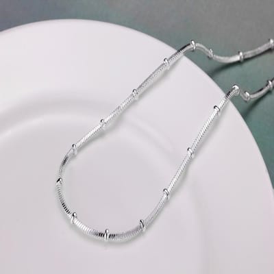 Collier chaîne serpent en argent Sterling 925, 20 pouces, belle perle Simple pour femmes, bijoux de mariage à la mode, cadeaux de noël 50cm 20inches gray
