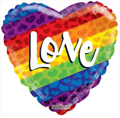 Folieballon - Hart - Love - Regenboogkleuren - 45cm - Zonder vulling