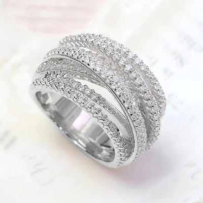 Huitan Multi Kruis Ringen voor Vrouwen Nieuwe Trendy Bruiloftsband Accessoires Luxe Zirkonia Mode Vrouwen Sieraden Drop Ship 6 white