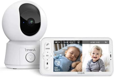 Videobabyfoon met Scherm - Babyfoon Camera - Baby Bewaken - Automatische Bewegingsvolging - 5 inch LCD - Wit