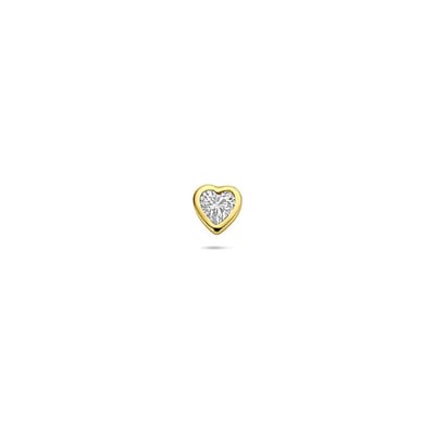 lev Sieraden Goud kleurig Labret Piercing hartje zirkonia 4,5 mm 1 micron lippiercing - tragus piercing - Oor piercing - Helix -