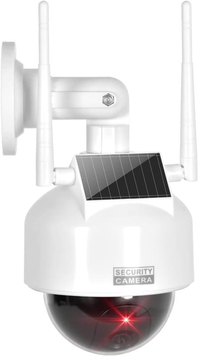 Solar Fake Beveiligingscamera voor Buiten - Dummy CCTV met Knipperende LED en Waarschuwingssticker
