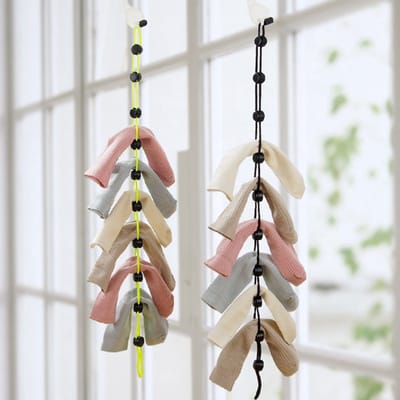 Sokken waslijn - Waskoord - Kledinglijn - Geschikt voor 10 paar - Wasaccessoires - Sokken bijeen houden - Wasdraad - Zwart - Jonyx