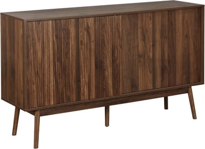 sweeek - Dressoir 2 schuifdeuren houtdecor deels gegroefd 150cm - linear