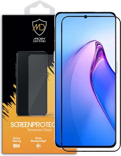 MobyDefend Screenprotector - Geschikt voor Oppo Reno8 Pro - Screensaver Met Zwarte Randen - Gehard Glas