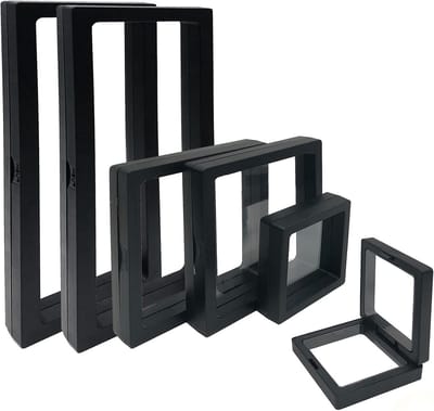 6x 3D zwevende vitrine-displaydoos voor sieraden en munten - inclusief ophanghouder - zwart