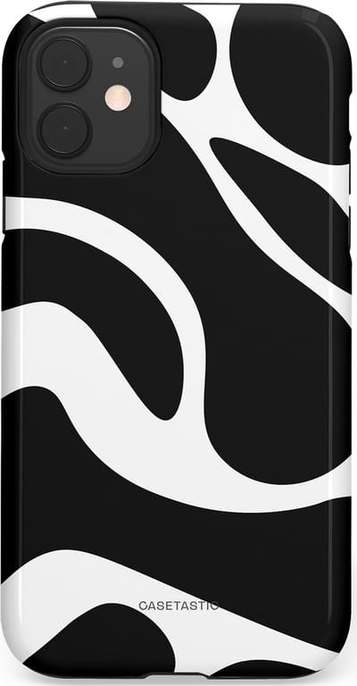 Casetastic Hoesje Geschikt voor Apple iPhone 11 - Stijlvolle Beschermende Duo-layer Case - Zwart Wit Golven