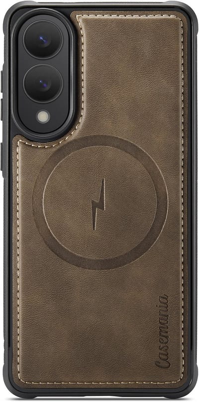 Casemania Hoesje Geschikt voor Samsung Galaxy S25 Edge - Cedar Brown - Geschikt voor MagSafe - Kunstleer Back Cover - Anti-Vingerafdruk