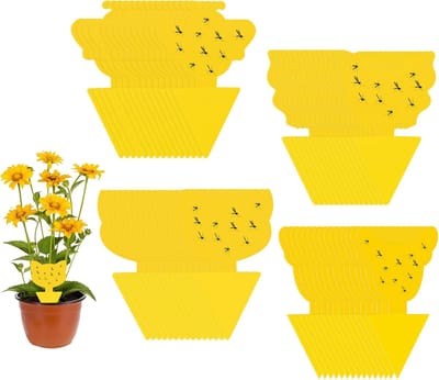 Vliegen Lijmval - 60 Stuks- vliegenval - stickers - gele vallen -vliegenval voor insecten - vliegenpapier - rouwvliegjes Bestrijden - muggenverdelger - schaadbestrijding - plakplank voor tuin - fruit- planten- insecten - Geel