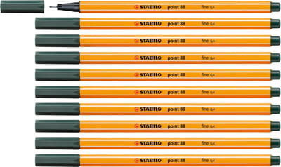 STABILO point 88 - Premium Fineliner - Fine 0,4 mm – Olijf Groen– Doos 10 stuks