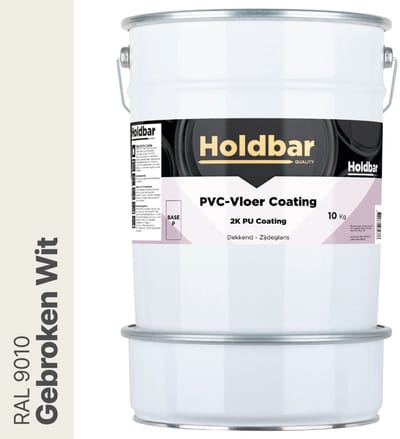 Holdbar PVC-Vloer Coating Gebroken Wit (RAL 9010) 10 Kg - Vloerverf - Alle kleuren - Hecht direct op PVC - Slijtvast - UV-bestendig - Gemakkelijk te reinigen - Beschermt PVC-Vloer - 2 Componenten Verf