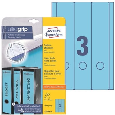 Avery Ordnerrugetiketten Zweckform 29,7 X 61 Mm Blauw 60 Stuks