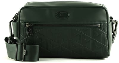LACOSTE Leren Schoudertas Nomogramme Crossover Bag Sinople Donkergroen
